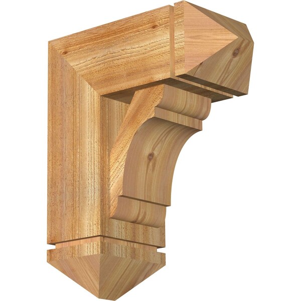 Ekena Millwork Olympic Arts and Crafts Rough Sawn Bracket w/ Offset Brace, Western Red Cedar, 8"W x 18"D x 22"H BKT0806X18X22OLY03RWR - main